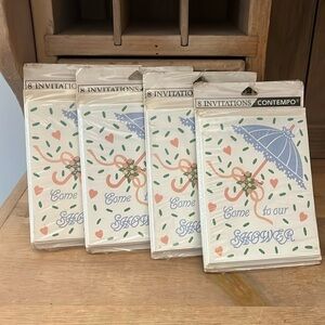 Vintage Bridal Shower Invitations Umbrella Set of 8 NWT Contempo Wedding